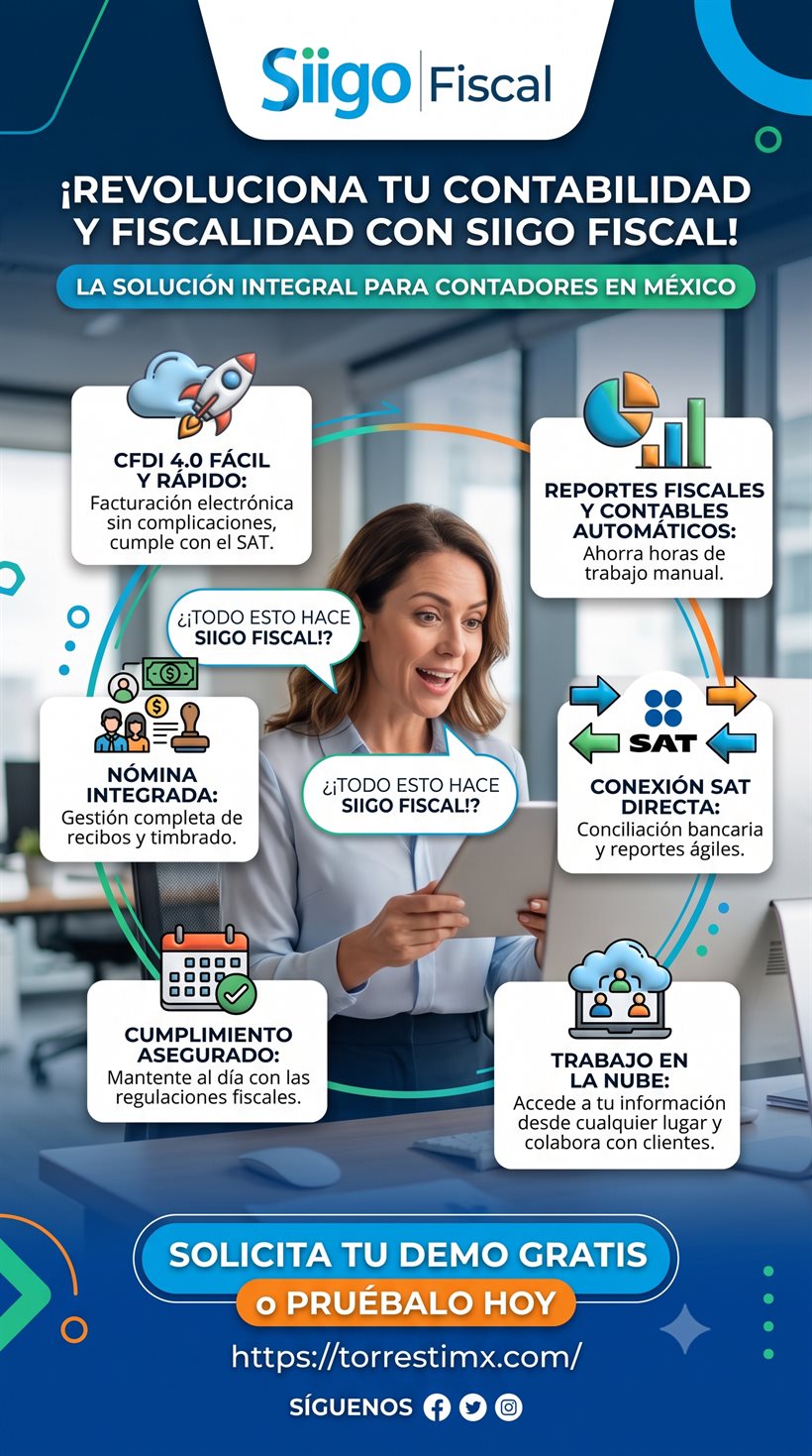Siigo Fiscal — solución integral para contadores en México: CFDI 4.0, reportes automáticos, nómina, conexión SAT y trabajo en la nube